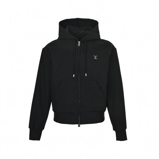 Metal Logo Zip-Up Hoodie | Black