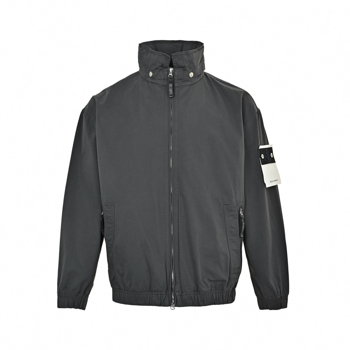 Raso Gommato High-Neck Zip Jacket in Charcoal Grey