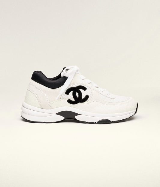 Mixed-Material CC Trainers - White/Black
