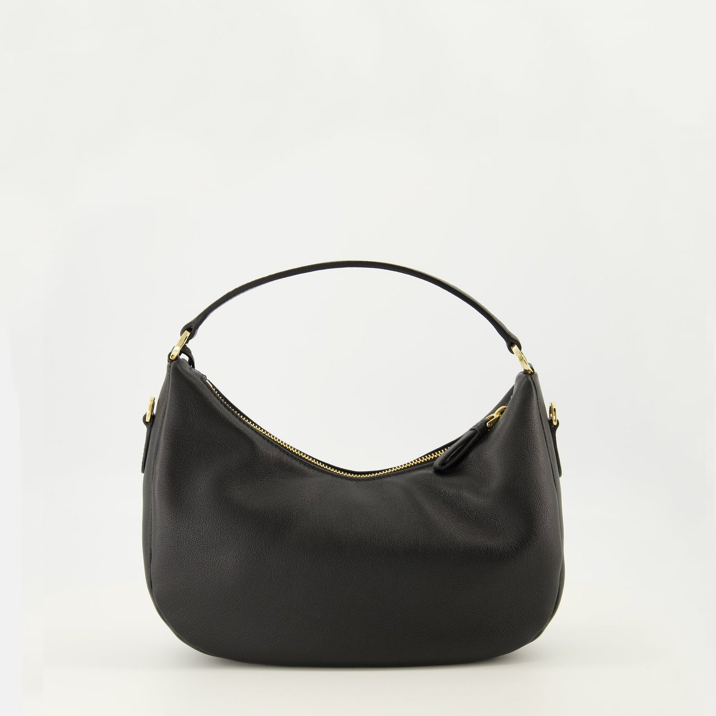 Black Leather Drawstring Bag