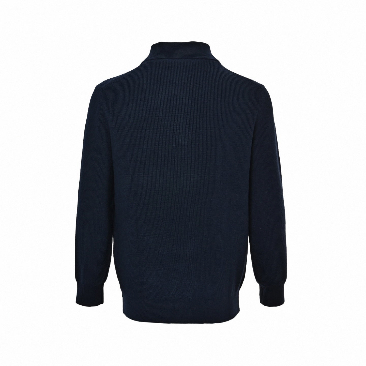 Navy Ribbed Quarter-Zip Knit Sweater