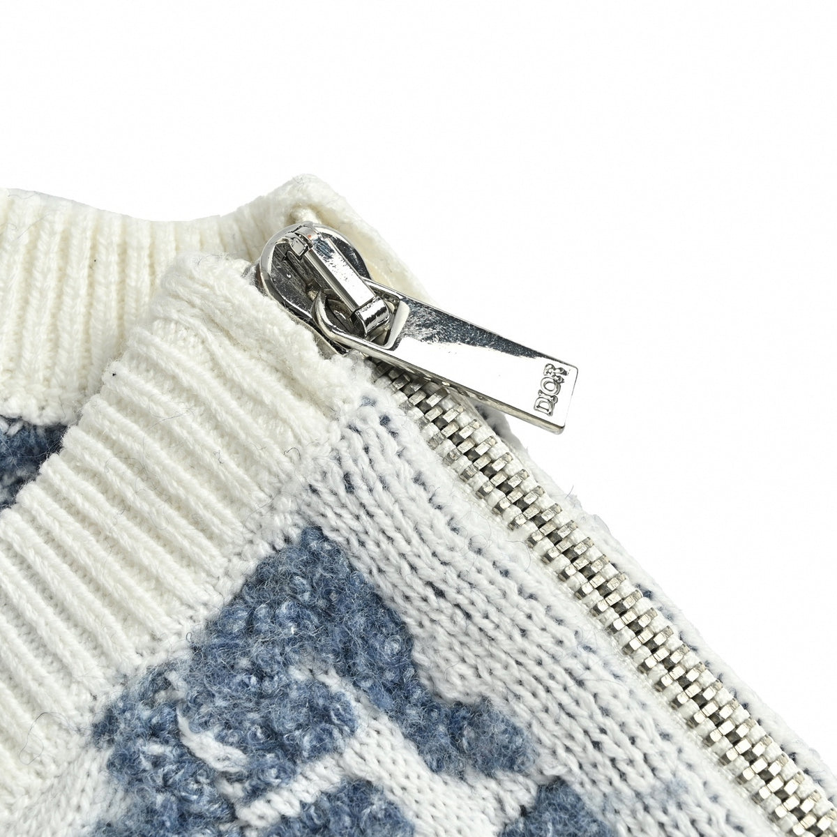 Oblique Zipped-Sleeve Textured Jacquard Sweater