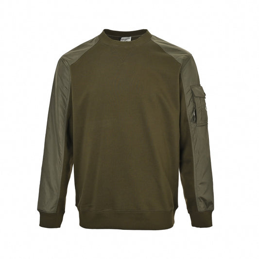 Nylon Panel Sleeve Pocket Crewneck