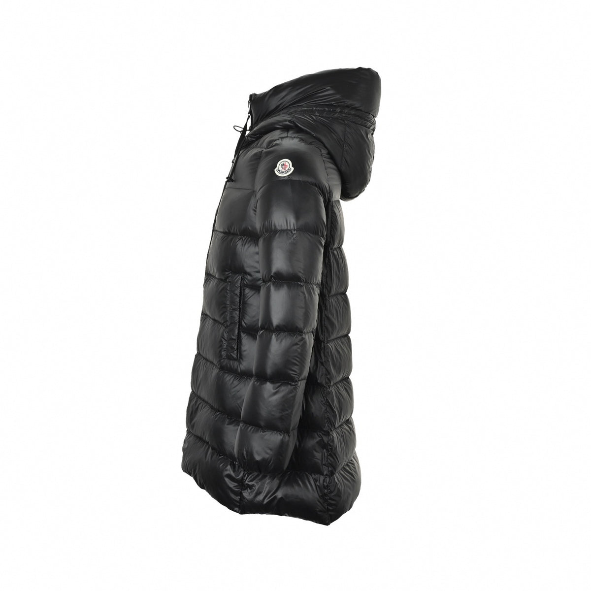 Suyenne Longue Saison Mid-Length Down Coat in Glossy Black