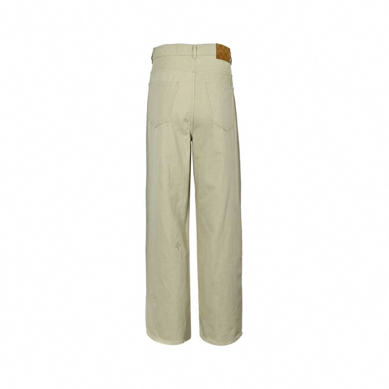 Embroidered Monogram Canvas Wide-Leg Trousers - Beige
