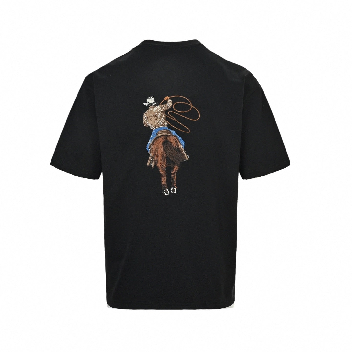 Embroidered Cowboy T-Shirt - Black