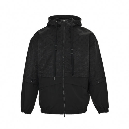 GG Jacquard Panelled Hooded Jacket