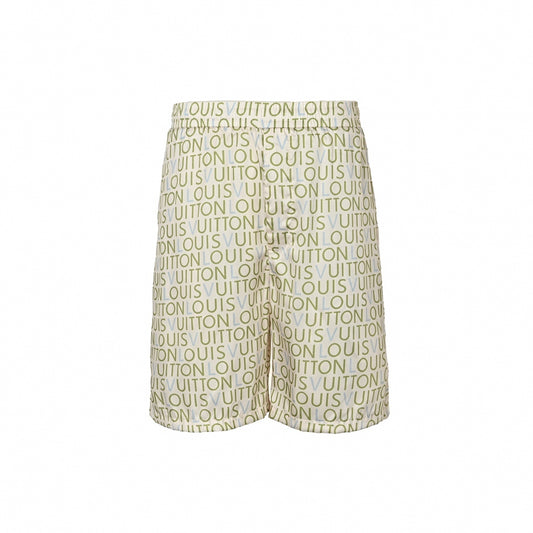 Typographic Print Shorts | Cream & Green
