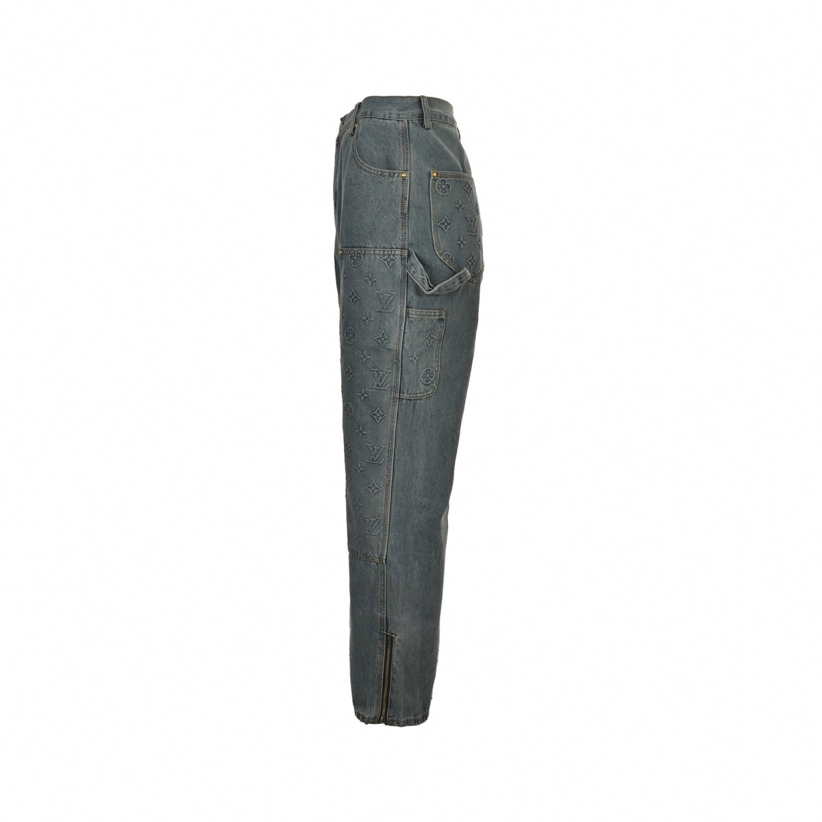 Monogram Embossed Double-Knee Carpenter Jeans