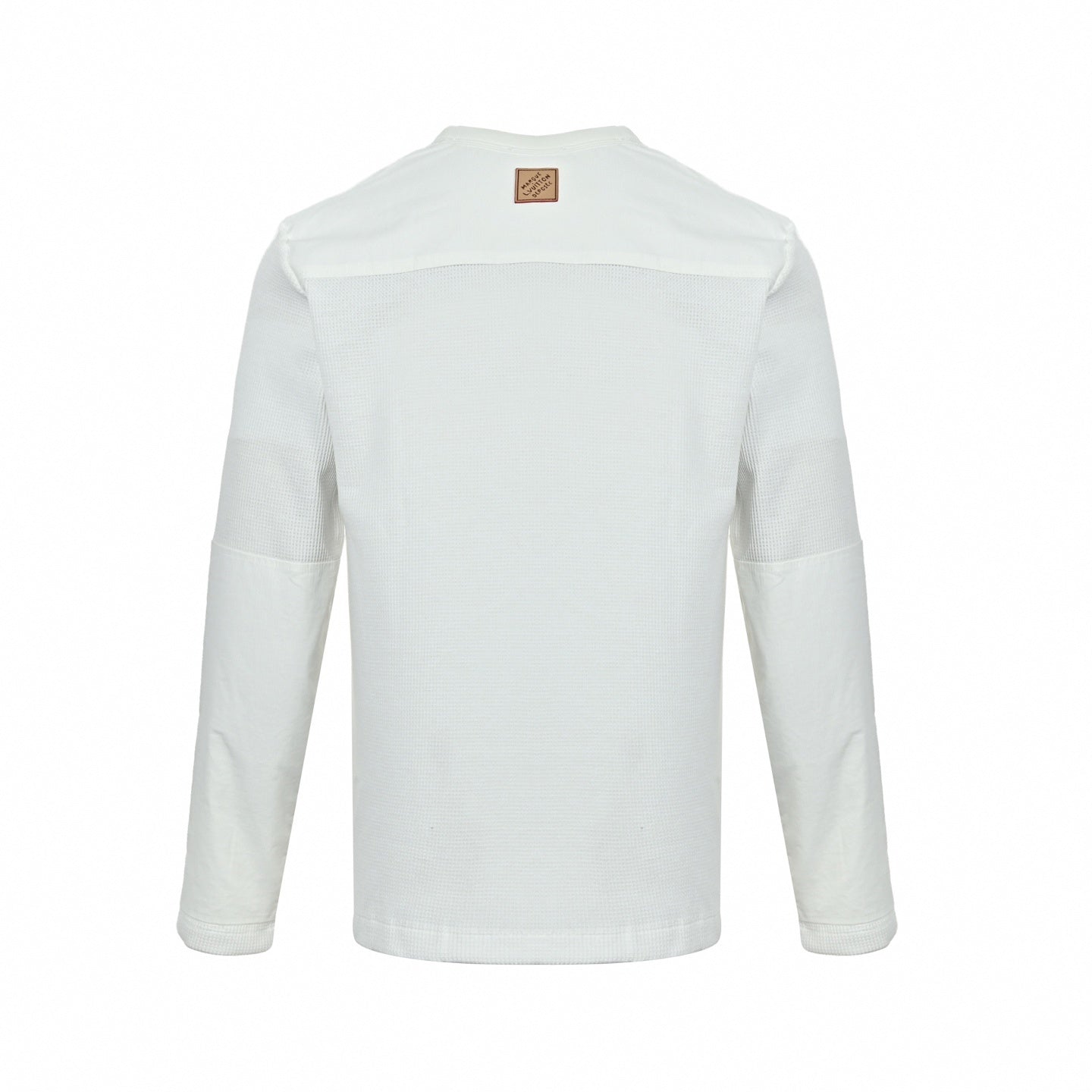 Waffle Knit Paneled Long-Sleeve T-Shirt - White