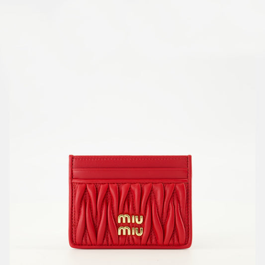 Red Quilted Leather Card Holder