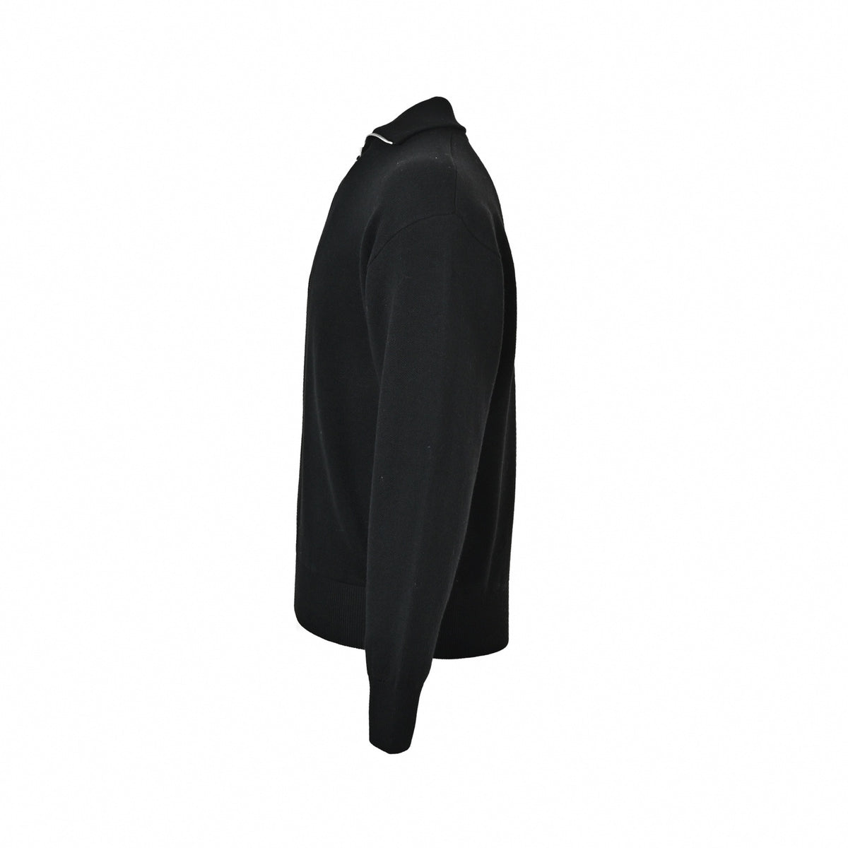 Metal CC Back Logo Half-Zip Wool Knit Sweater in Black
