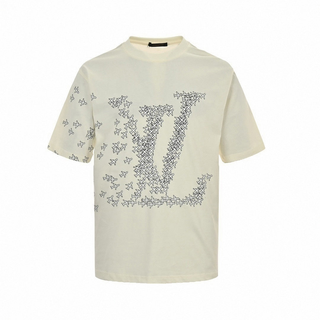 Airplane Motif LV Logo T-Shirt