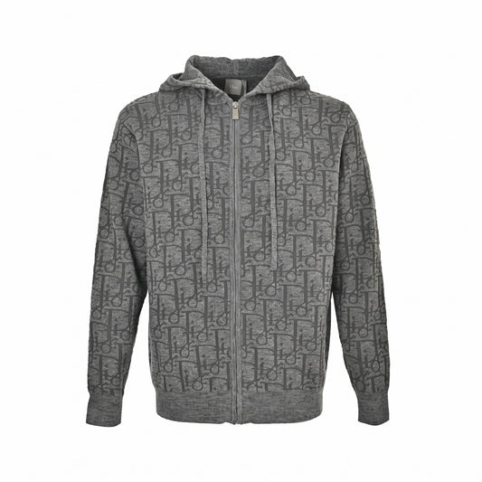 Heather Grey Dior Oblique Jacquard Zip-Up
