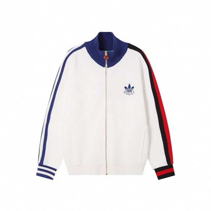 Asymmetric Trefoil Knit Track Jacket