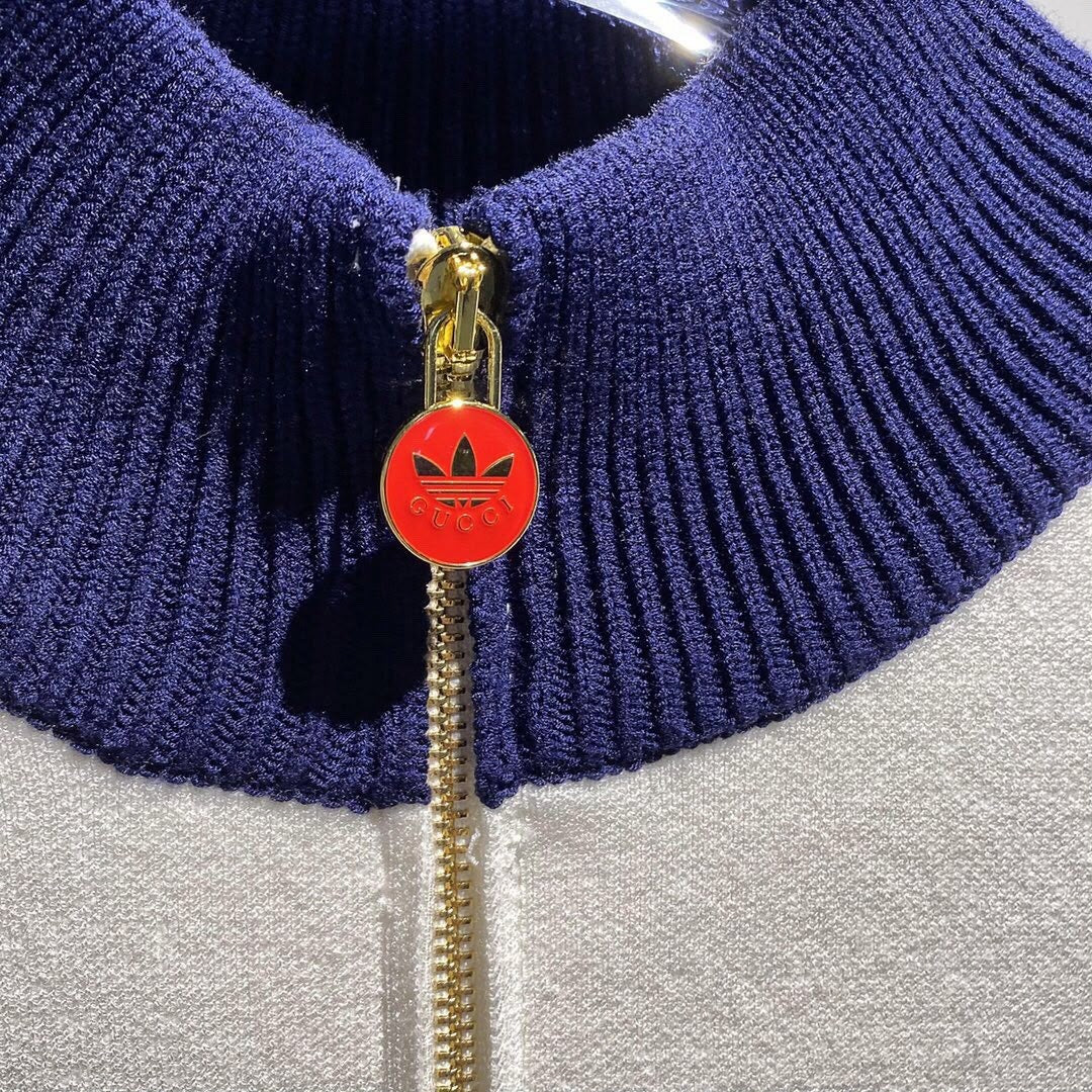 Asymmetric Trefoil Knit Track Jacket