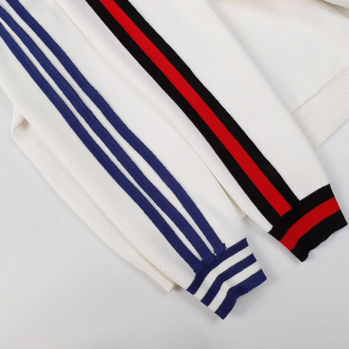 Asymmetric Trefoil Knit Track Jacket