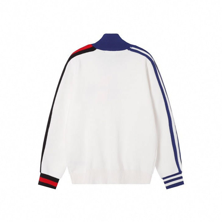 Asymmetric Trefoil Knit Track Jacket