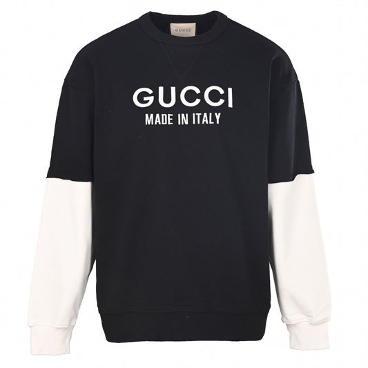 Embroidered Logo Layered Sweatshirt in Black & Off-White