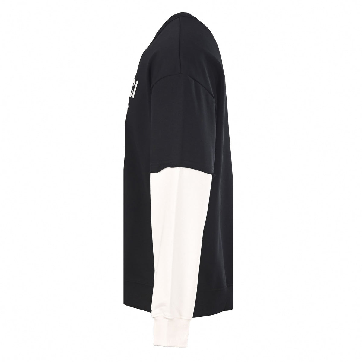 Embroidered Logo Layered Sweatshirt in Black & Off-White