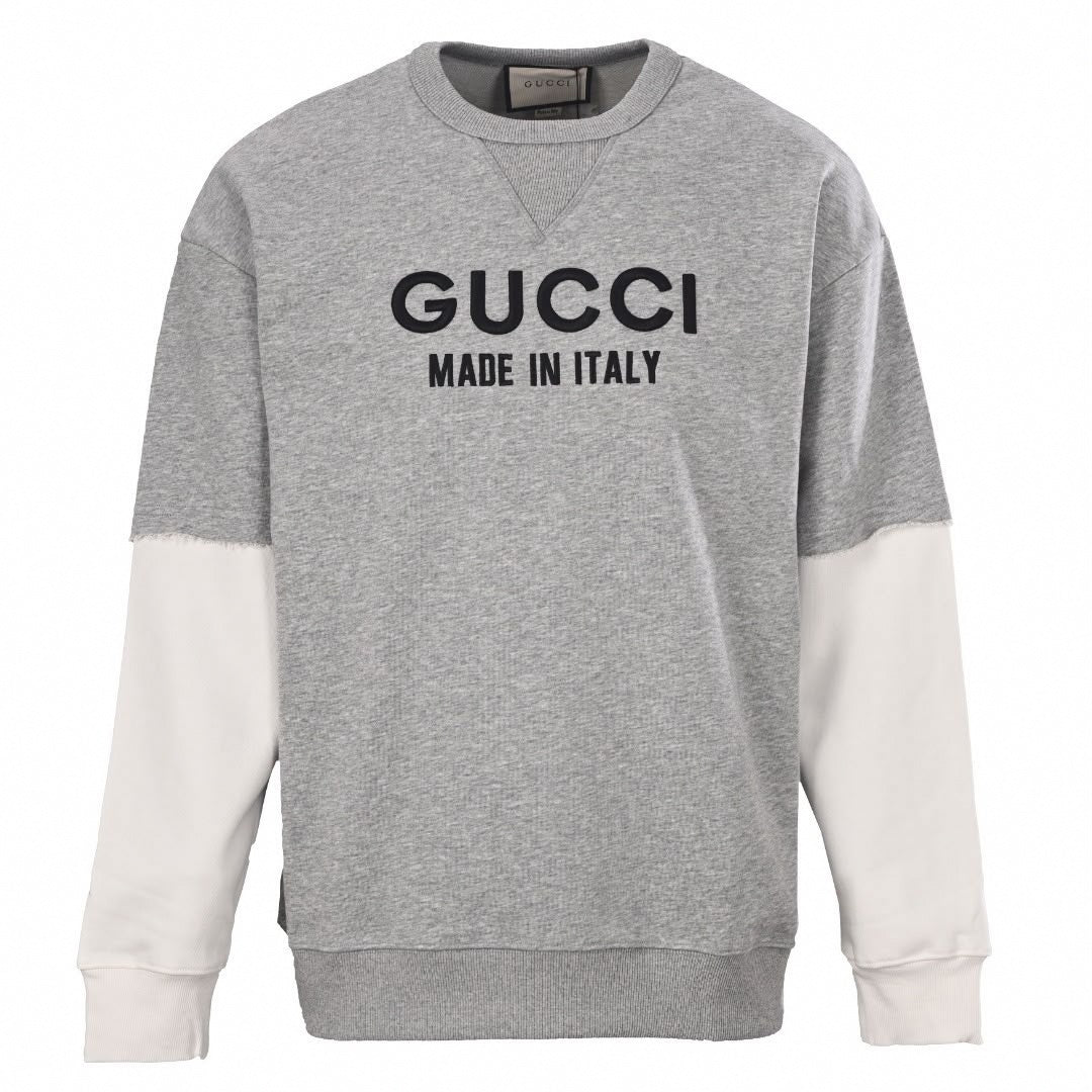Embroidered Logo Layered Sweatshirt in Grey & Off-White
