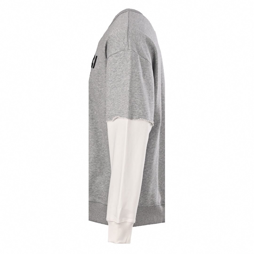 Embroidered Logo Layered Sweatshirt in Grey & Off-White