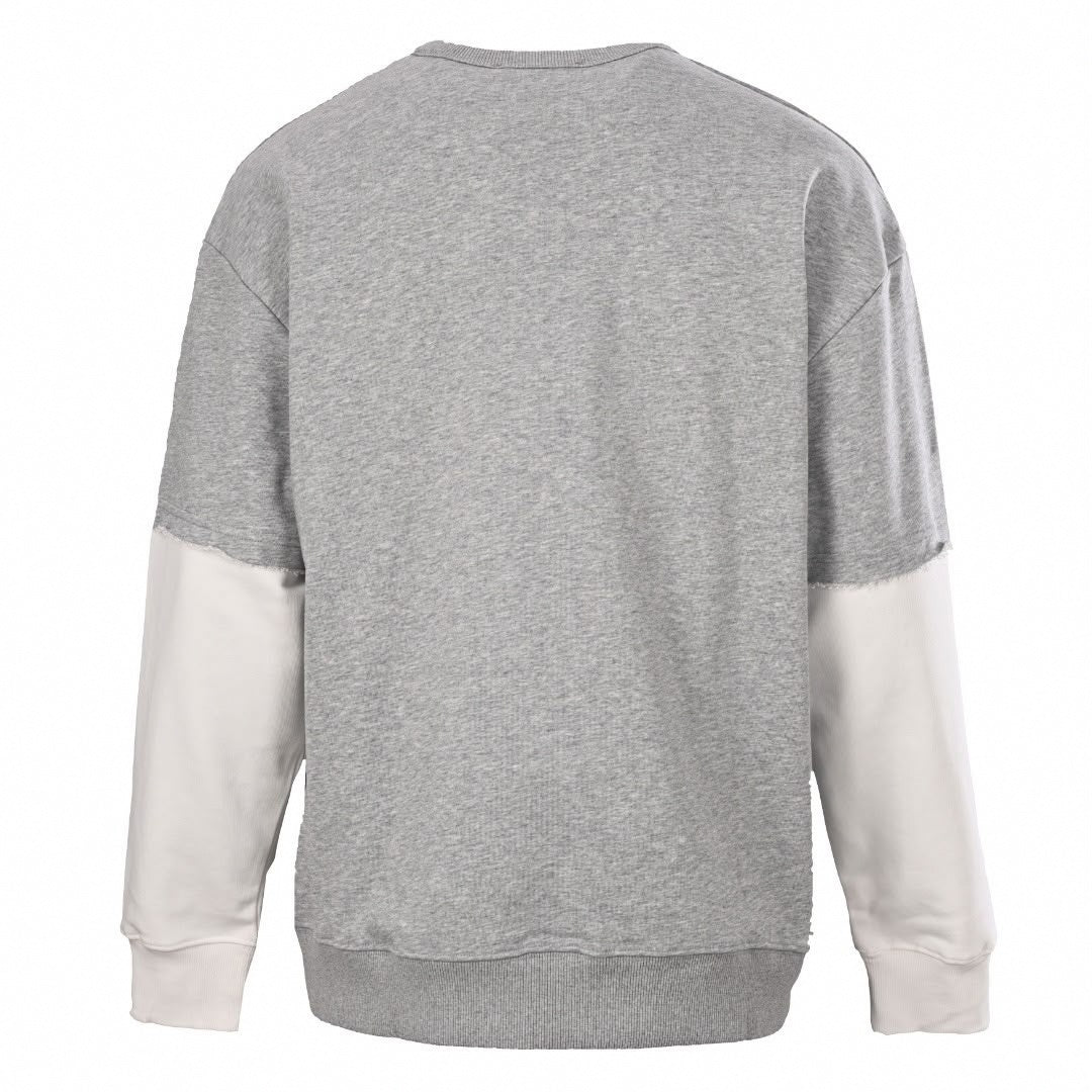 Embroidered Logo Layered Sweatshirt in Grey & Off-White