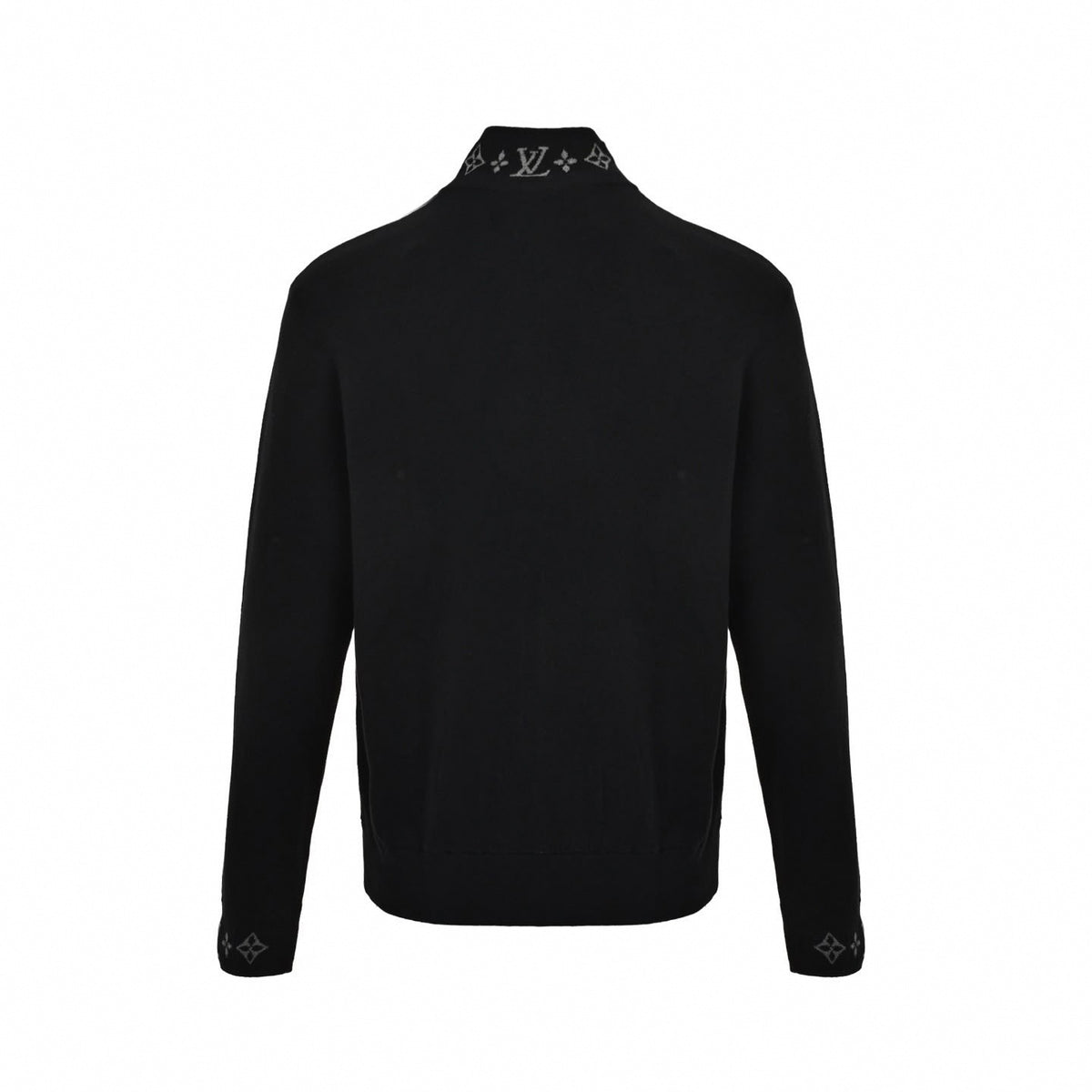 Monogram Trim Full-Zip Cardigan Black