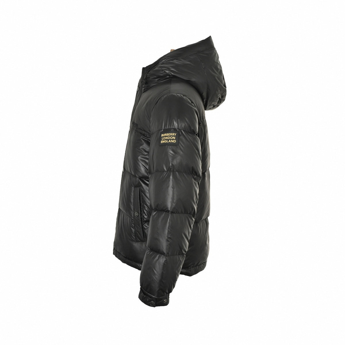Check Lined Hooded Puffer | Black