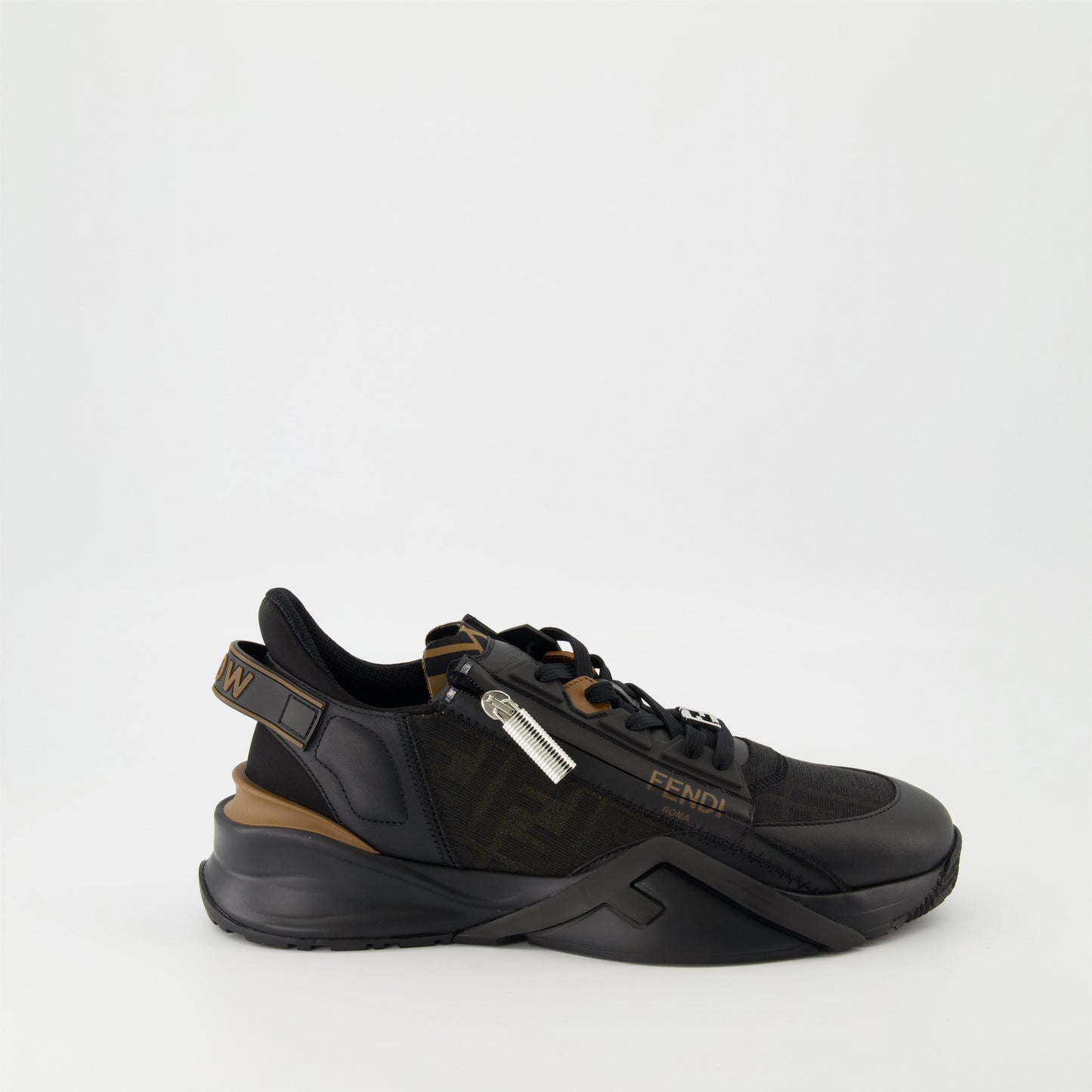 Flow Zip Sneakers - Black/Brown