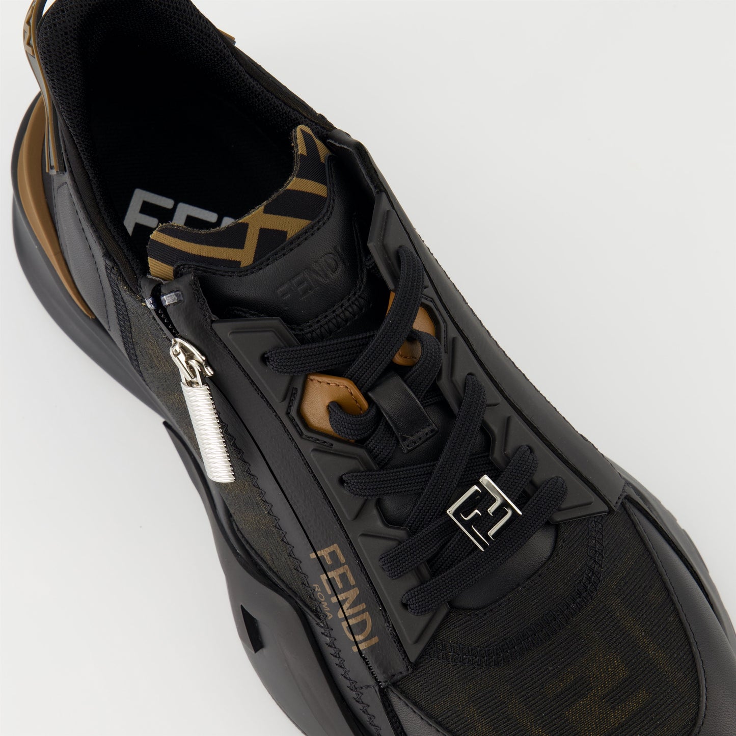 Flow Zip Sneakers - Black/Brown