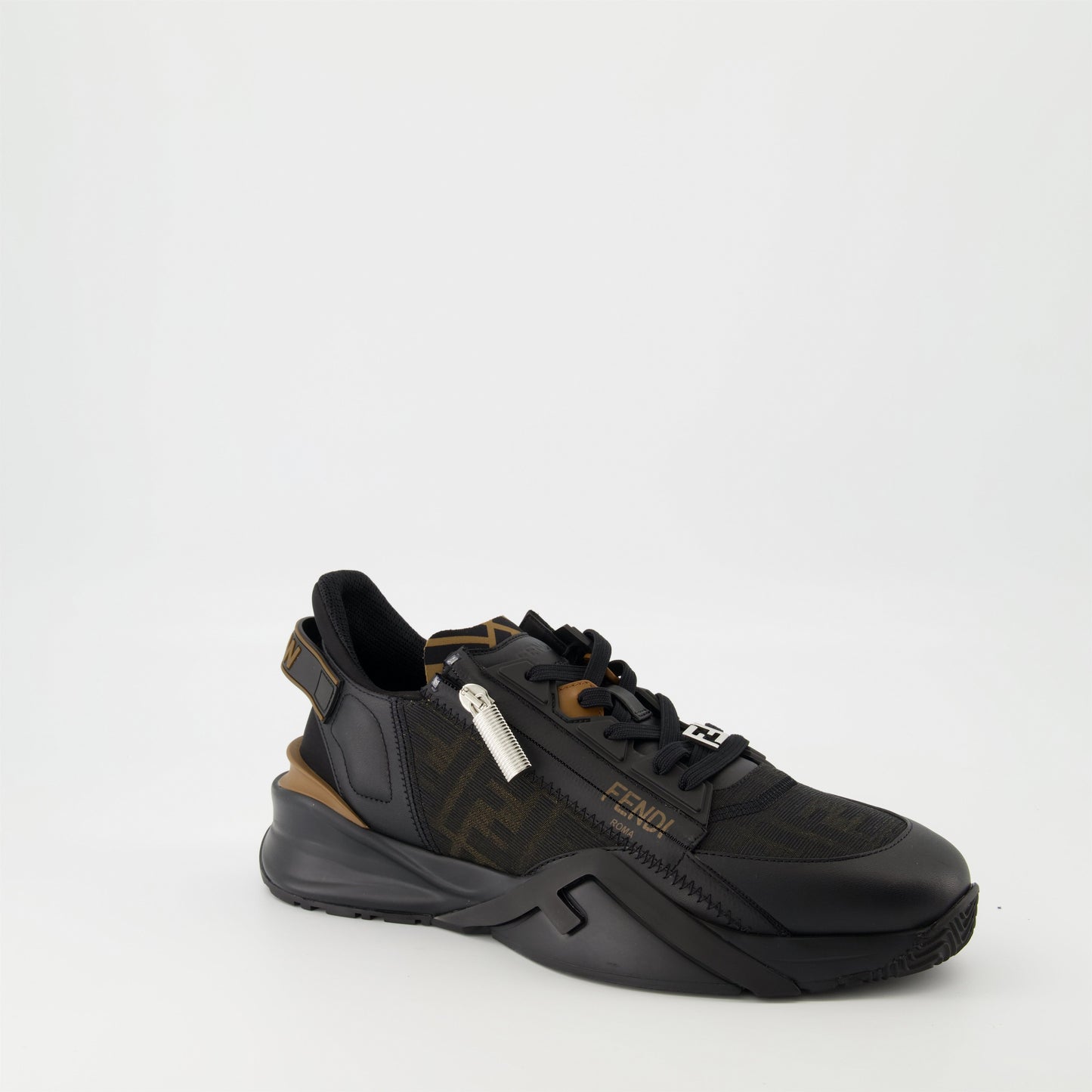 Flow Zip Sneakers - Black/Brown