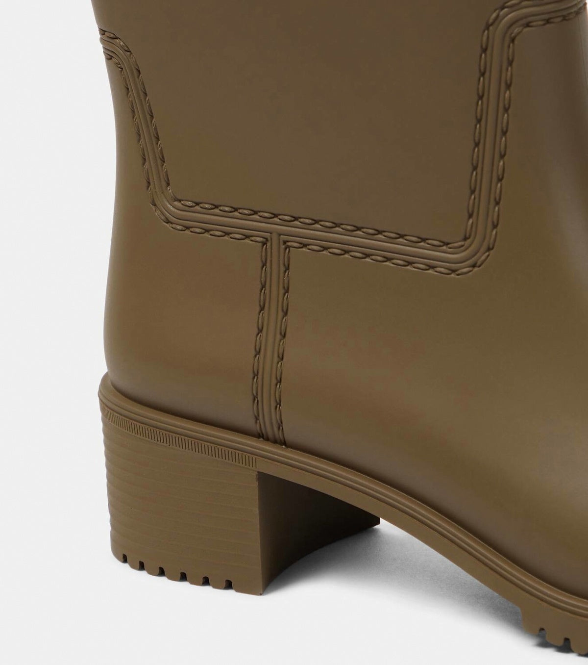 Double G Molded Rubber Heeled Rain Boots in Olive Green
