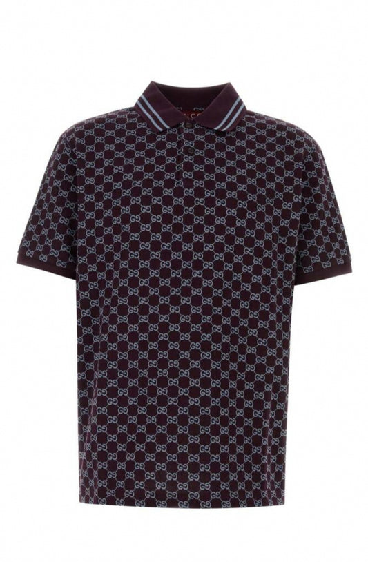 All-Over GG Motif Polo | Burgundy & Light Blue