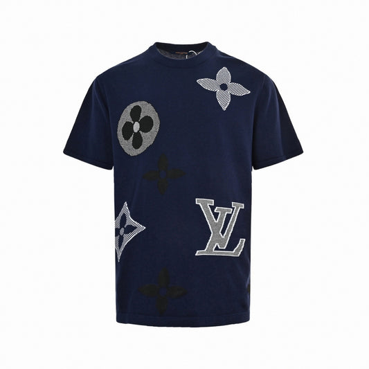 Scattered Monogram Intarsia Knit T-Shirt
