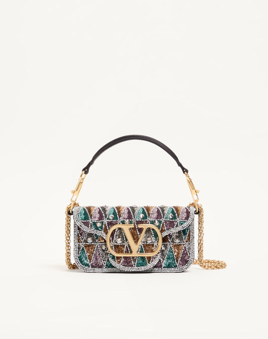 Locò Small Geometric Beaded & Crystal Embroidered Shoulder Bag in Multicolor
