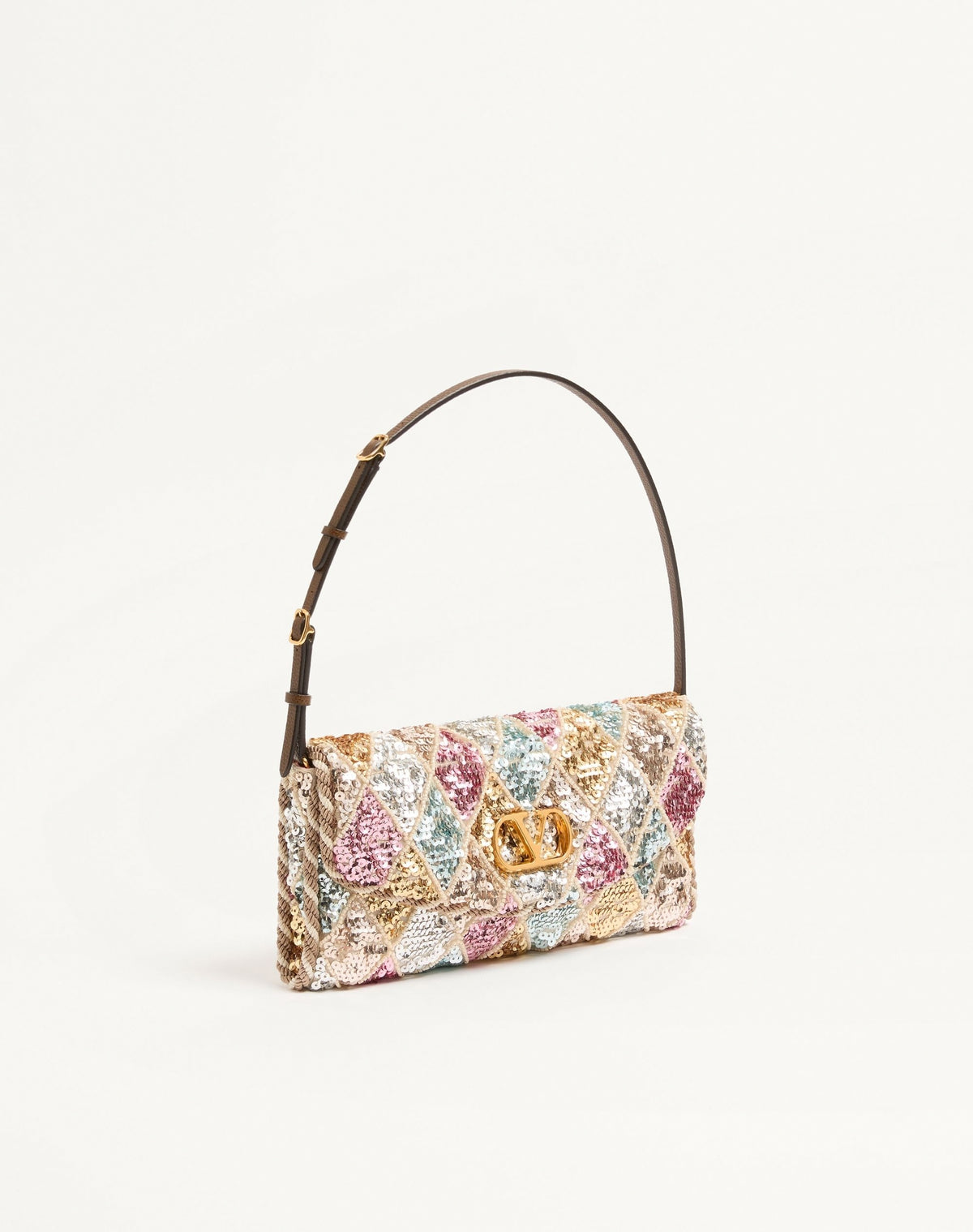 DeVain Small Shoulder Bag with Rhombelle Sequin Embroidery in Multicolor