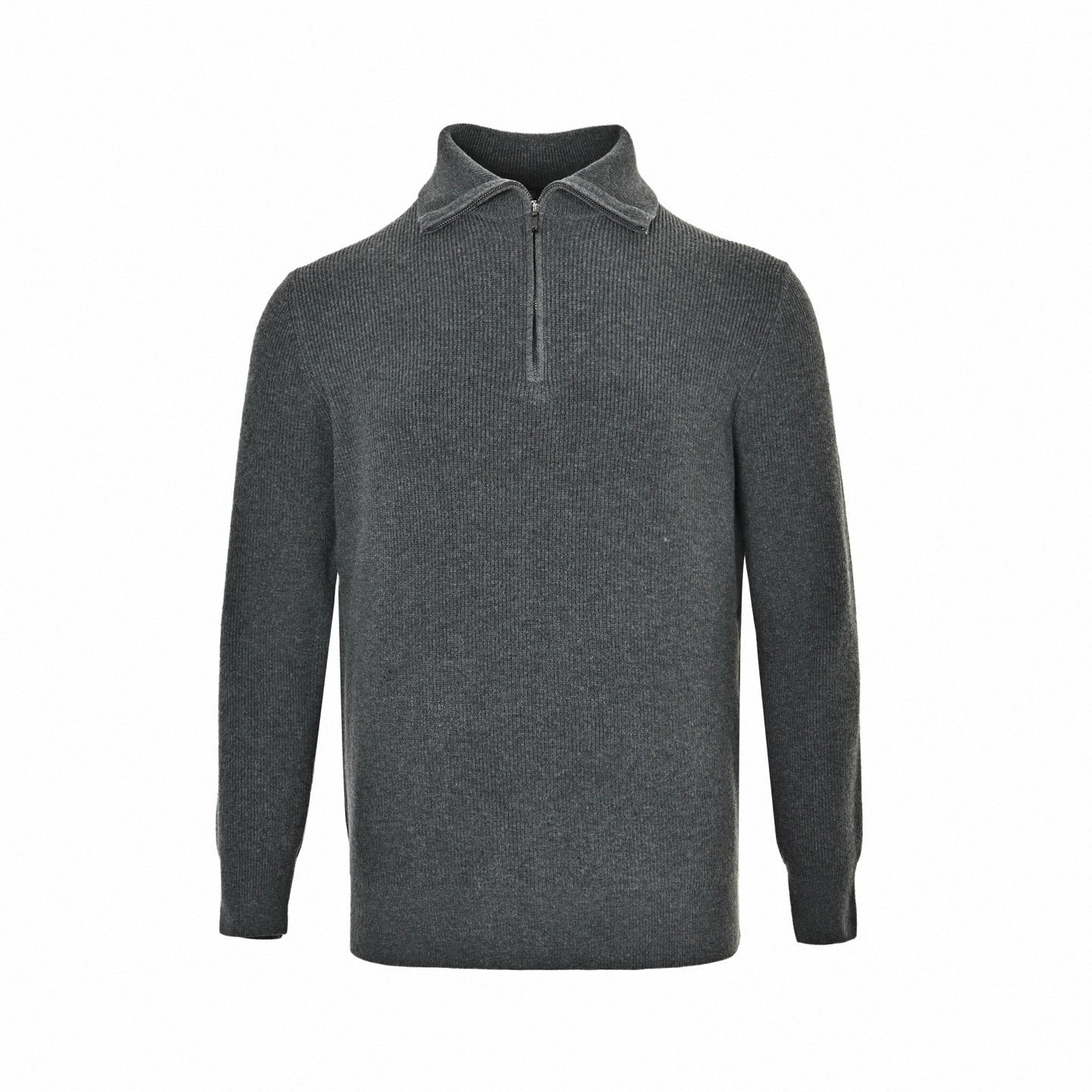 Ribbed Quarter-Zip Knit Sweater