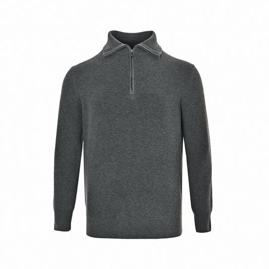 Ribbed Quarter-Zip Knit Sweater