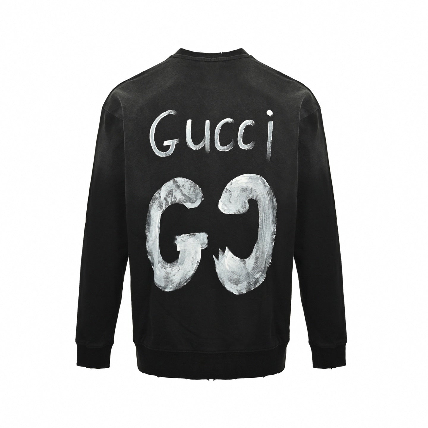 Painted Script Logo Distressed Sweatshirt | Washed Black