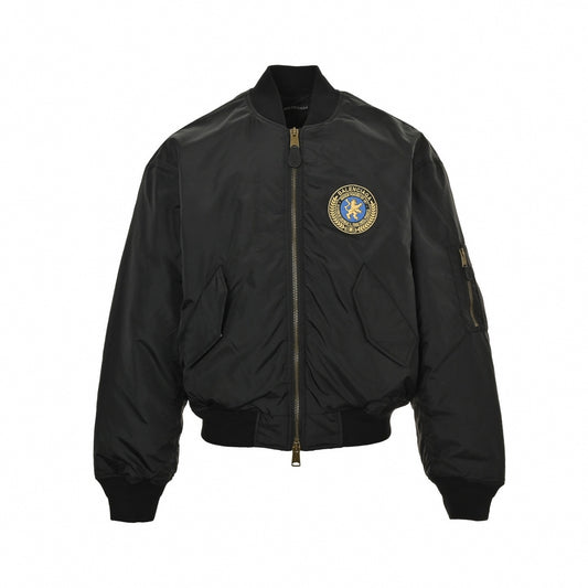 Crest-Patch Nylon Bomber Jacket | Black