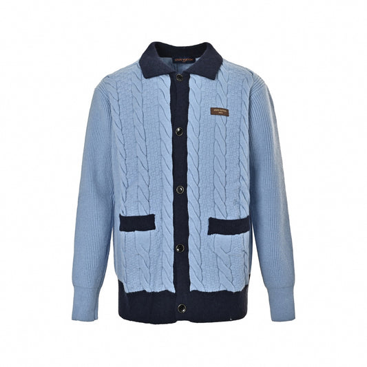 Two-Tone Textured Knit Cardigan