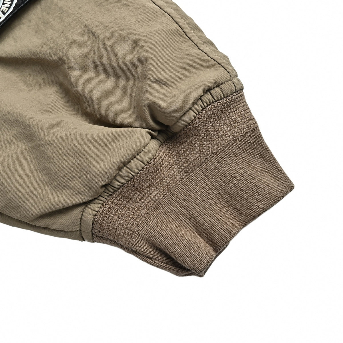 Nylon Satin Bomber Jacket in Khaki Taupe