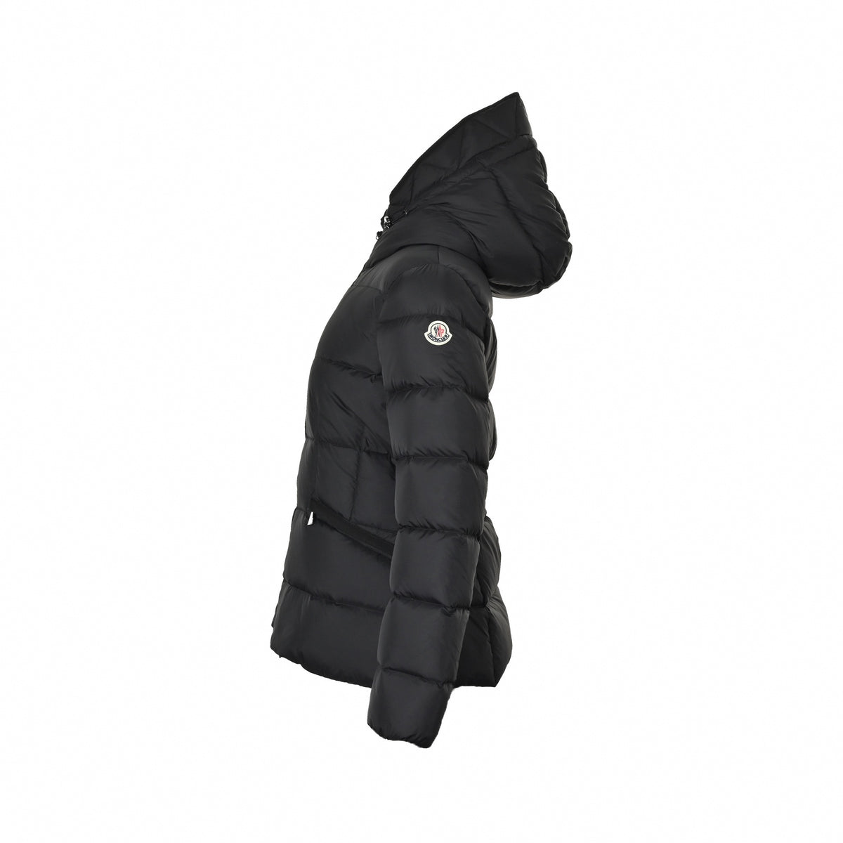 Avoce Cinch-Waist Hooded Short Down Jacket in Matte Black