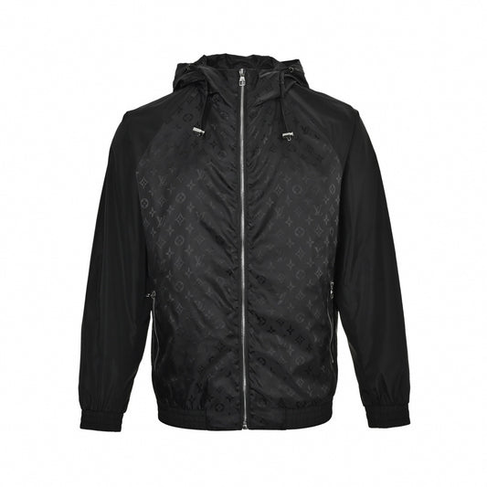 Monogram Windbreaker | Black & Grey