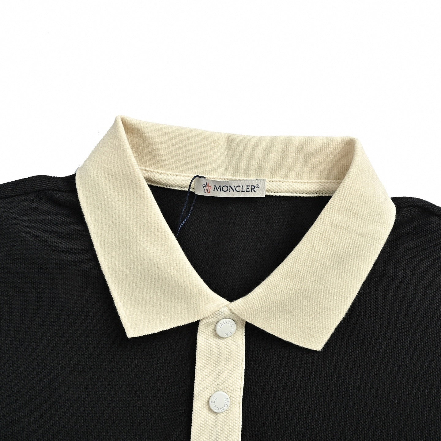 Two-Tone Piqué Polo - Black/Cream