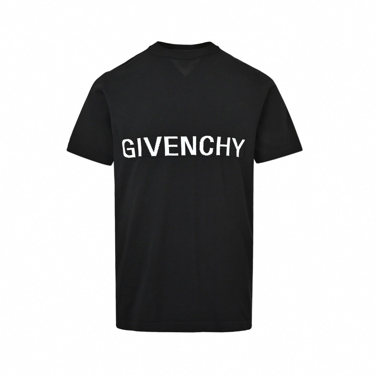 Intarsia Logo Knit T-Shirt - Black