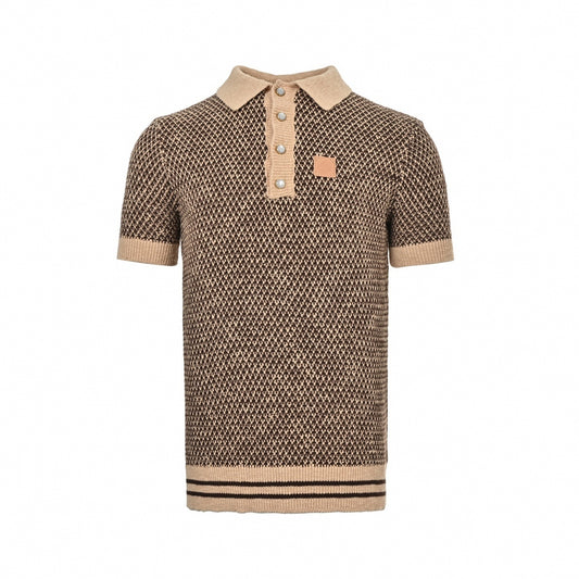 Damier Textured Knit Polo