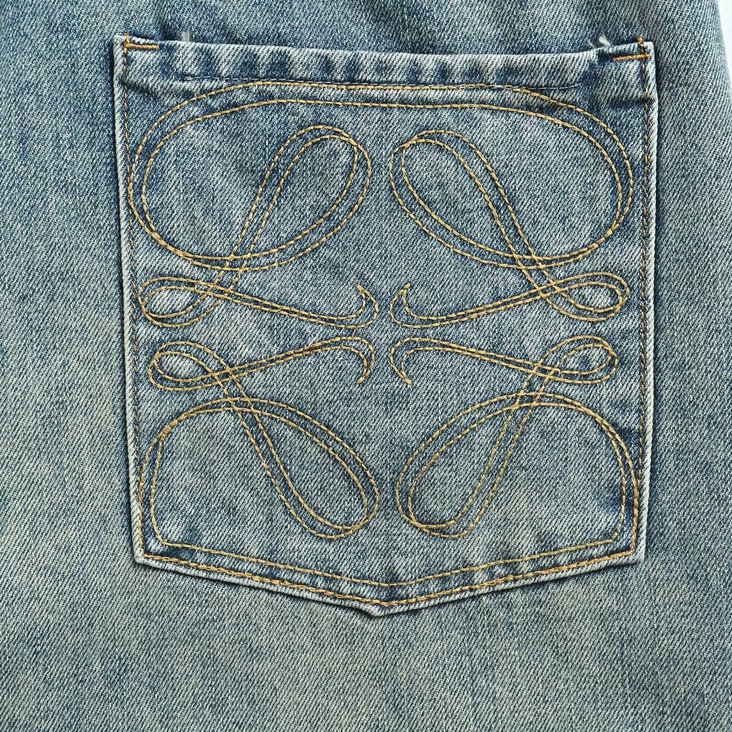 Anagram Embroidered Jeans - Light Vintage Blue