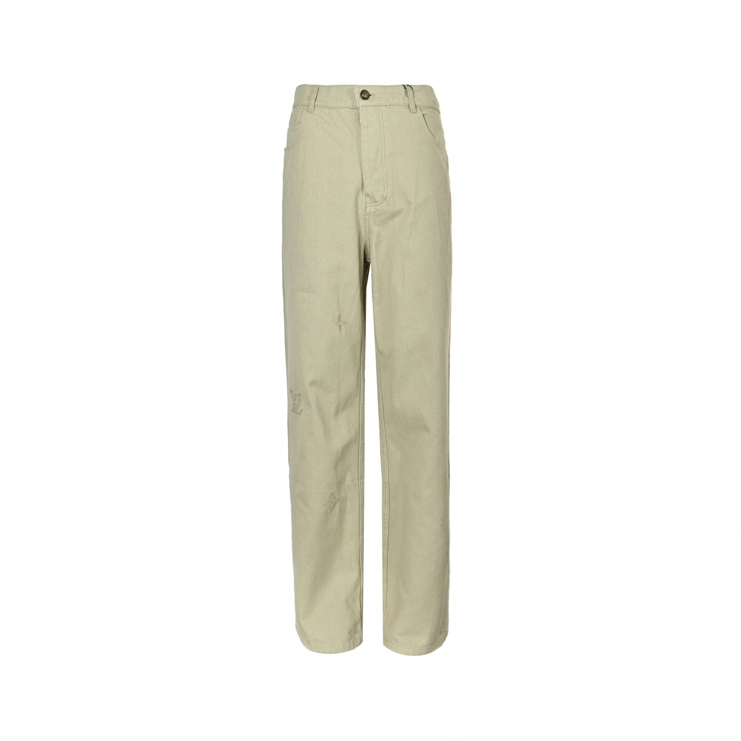 Embroidered Monogram Canvas Wide-Leg Trousers - Beige